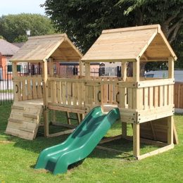 Double infant towers - 140x140cm- 1m platform height, with slide, 3 accessories AND INSTALLATION